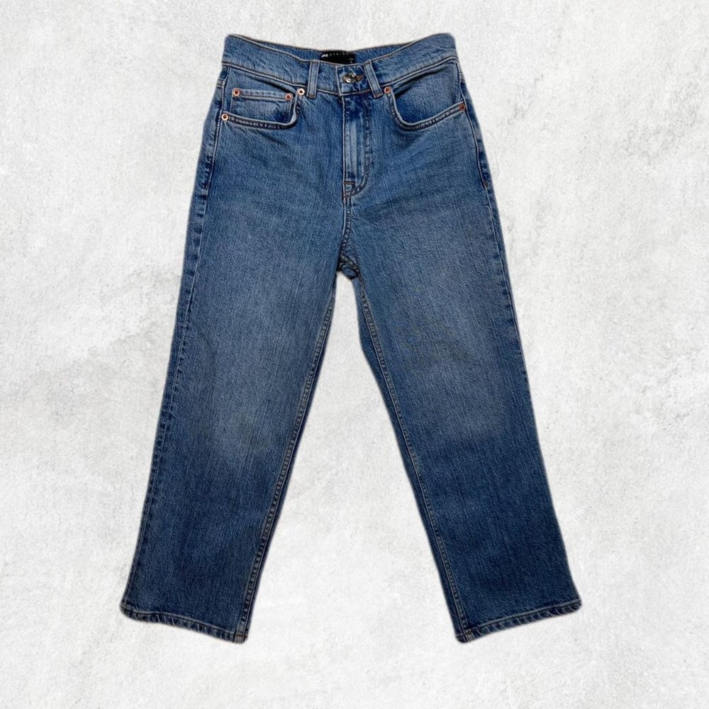 NWOT Petite high waist straight leg cropped stonewashed jeans